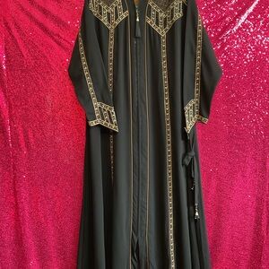 Black and Gold Embroidered Abaya